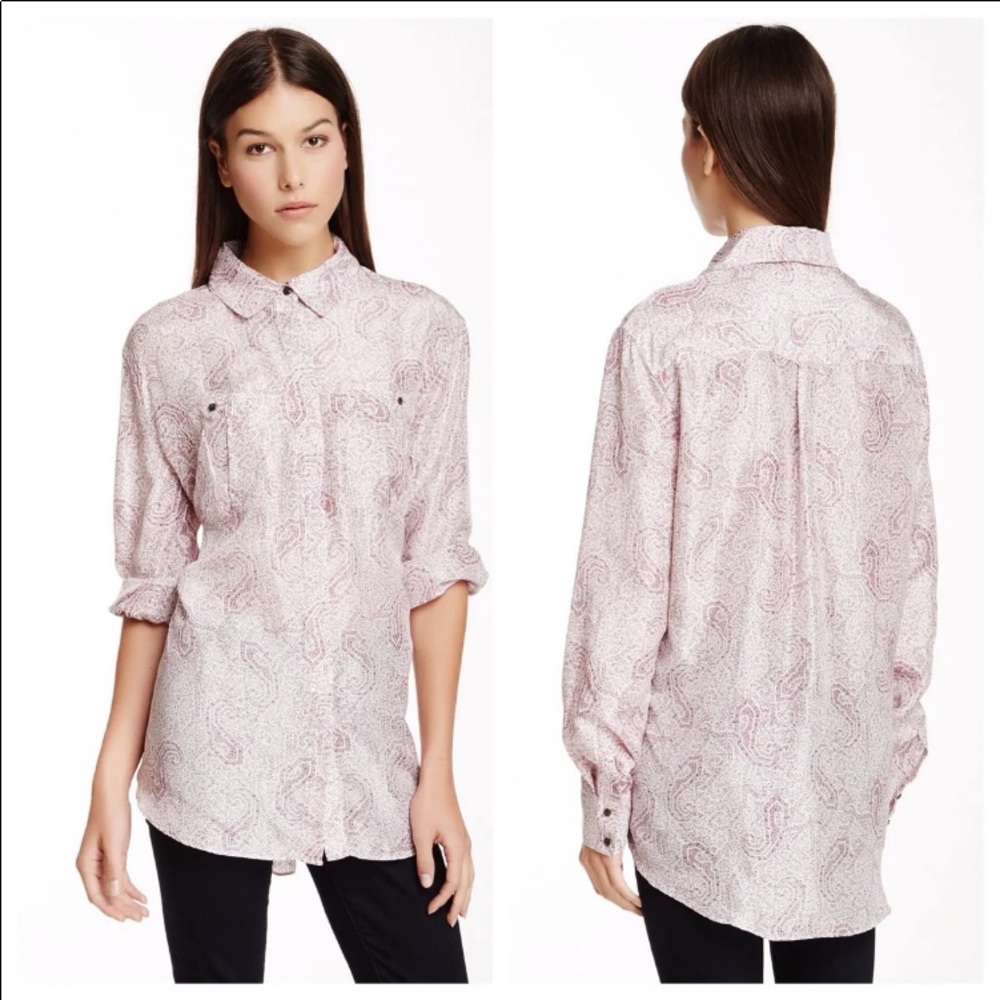 Elizabeth and James 100% silk button down